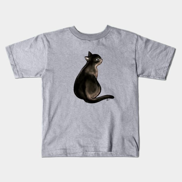 Long tail black cat lady Kids T-Shirt by juliewu